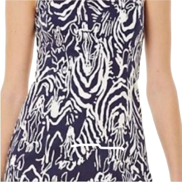Lilly Pulitzer Strappy Shift Bright Navy Entourage Zebra Print Shift Dress Sz 6 - Picture 10 of 13